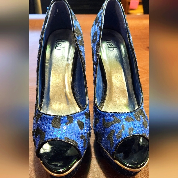 Glittery platform peep toe pumps - Picture 4 of 4